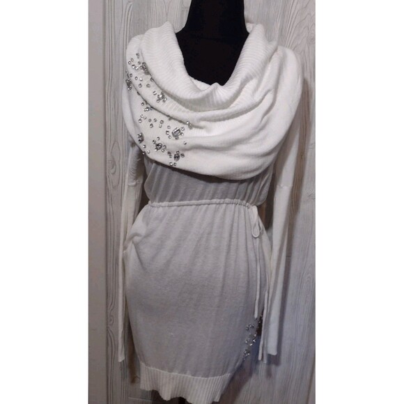 Victoria Secret Women's Sweater Dress Rhinestone Sparkle Cowl Neck Sz M - Picture 4 of 13